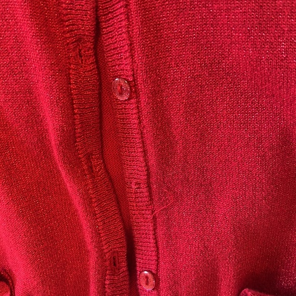 Red button up sweater 6/6X - Picture 2 of 3